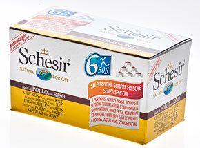 25071_Vlazna hrana za macke Schesir multipak piletina i pirinac 6x50gr