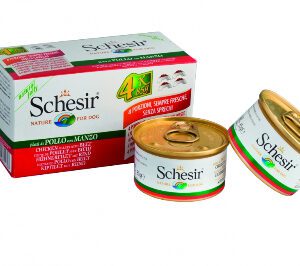 50014_Vlazna hrana za pse Schesir Multipac Dog Piletina i govedina 4x85gr